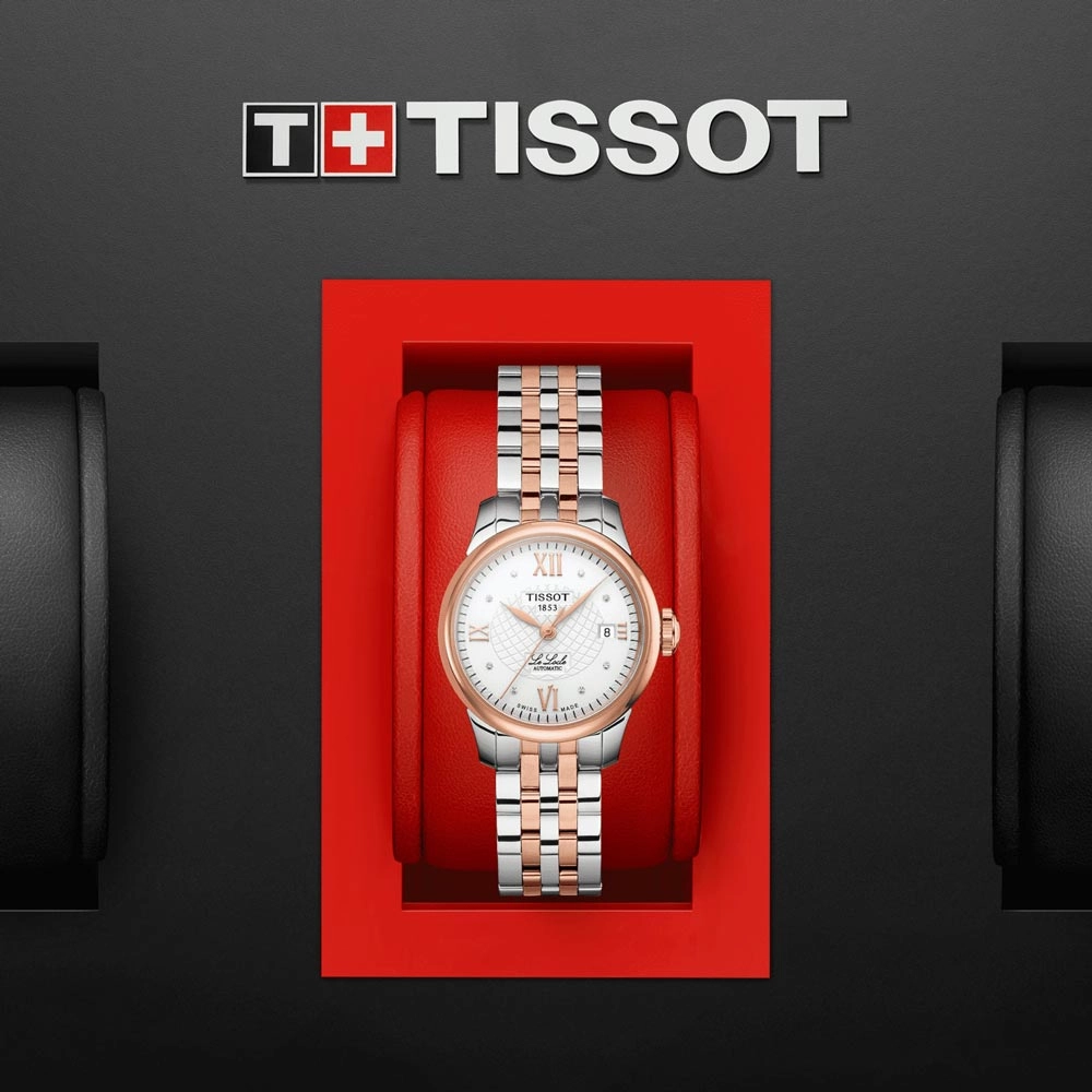 Tissot Le Locle Automatic Lady 25.30mm Silver Dial Diamond Rose Gold PVD Steel Watch T41218316