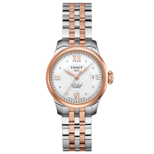 Tissot Le Locle Automatic Lady 25.30mm Silver Dial Diamond Rose Gold PVD Steel Watch T41218316