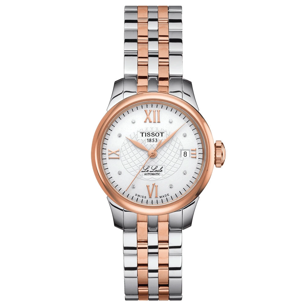 Tissot Le Locle Automatic Lady 25.30mm Silver Dial Diamond Rose Gold PVD Steel Watch T41218316