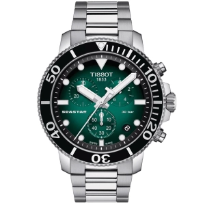 Tissot Seastar 1000 Chronograph 45.5mm Green Dial Gents Quartz Watch T1204171109101