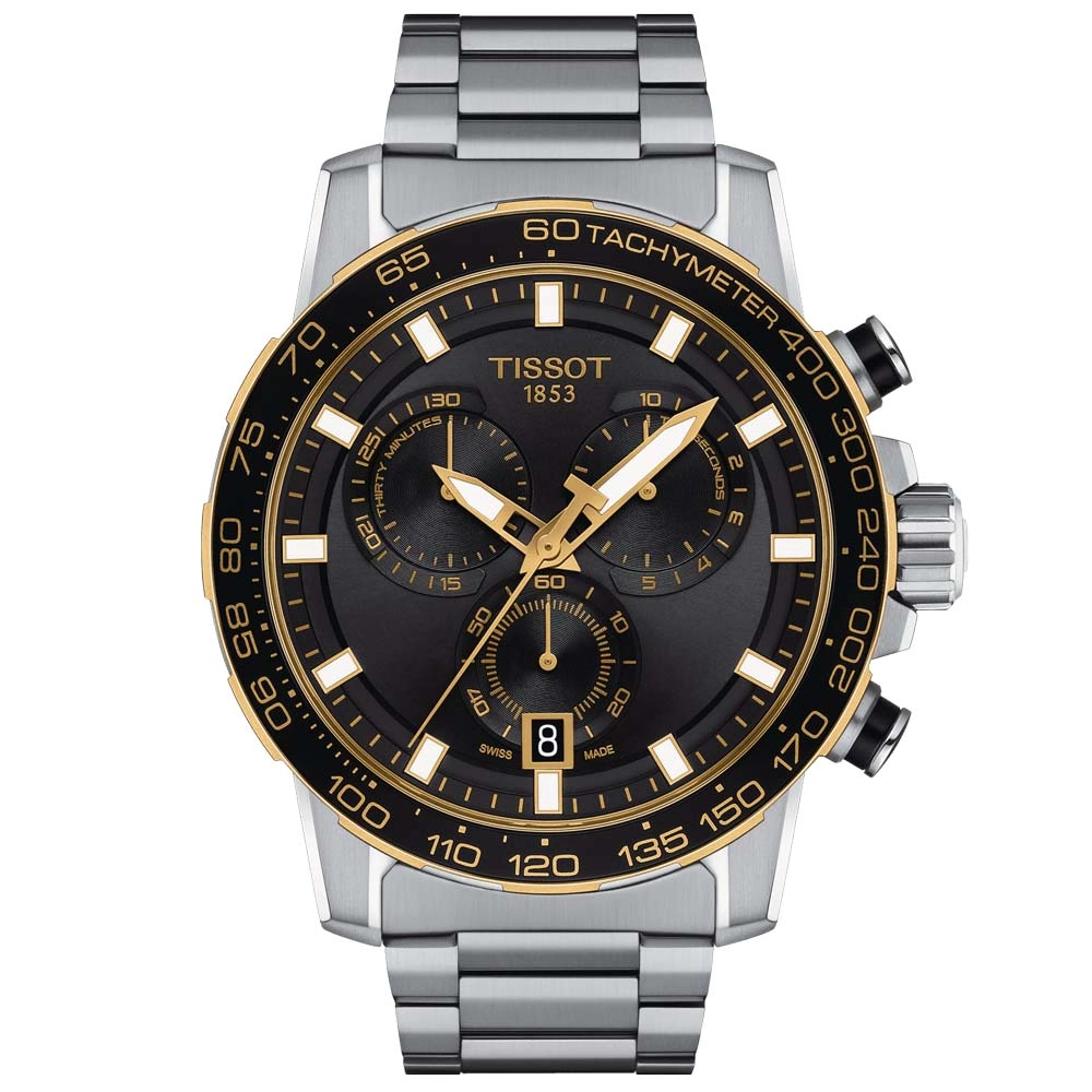 Tissot Supersport Chrono 45.5mm Black Dial Gold PVD Steel Quartz Gents Watch T1256172105100