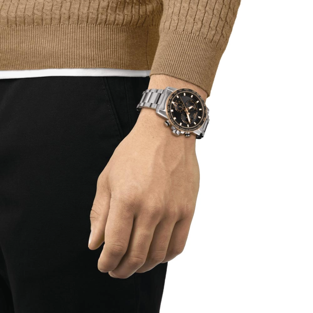 Tissot Supersport Chrono 45.5mm Black Dial Gold PVD Steel Quartz Gents Watch T1256172105100