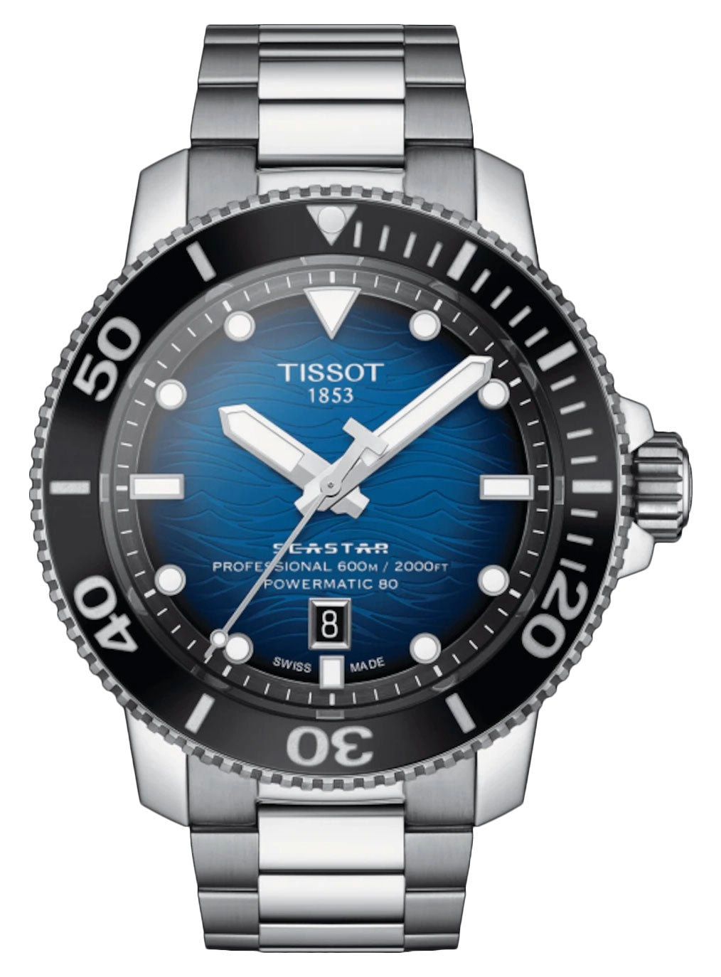 Tissot T-Sport Seastar 2000 Professional Powermatic 80 Automatic Stainless Steel Blue Dial Date Divers Mens Watch T120.607.11.041.01