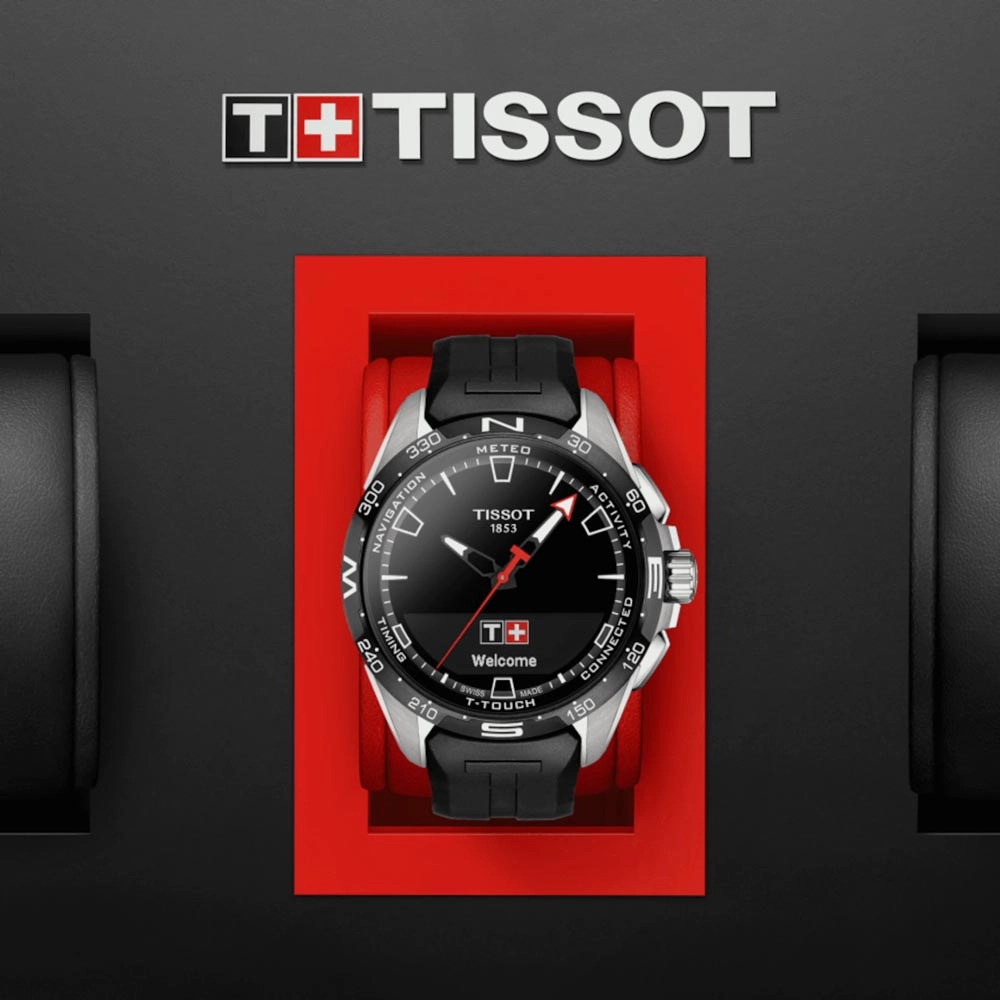 Tissot T-Touch Connect Solar 47.5mm Black Dial Multi Function Titanium Watch T1214204705100