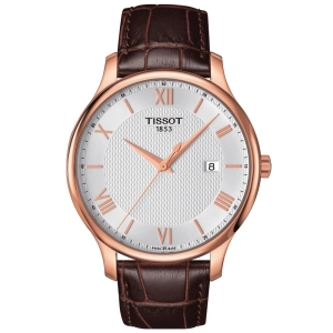 Tissot Tradition 42mm Silver Dial Rose Gold PVD Steel Gents Quartz Watch T0636103603800