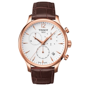 Tissot Tradition Chronograph 42mm Silver Dial Rose Gold PVD Steel Gents Quartz Watch T0636173603700