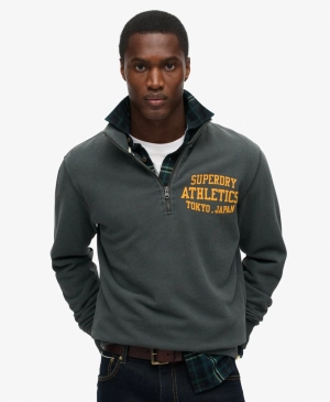 Track & Field Graphic Half Zip | Washed Black