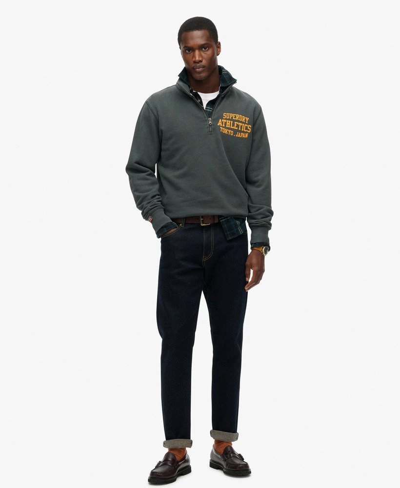 Track & Field Graphic Half Zip | Washed Black