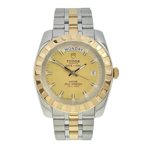 Tudor Classic Steel And Gold 40mm Automatic Men’s Watch 23013 - Box and Papers