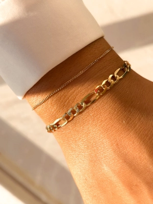 Vintage 9ct Yellow Gold Figaro Link Bracelet