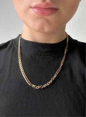 Vintage 9ct Yellow Gold Flat Circle Chain Necklace