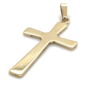 Vintage 9ct Yellow Gold Plain Cross Pendant