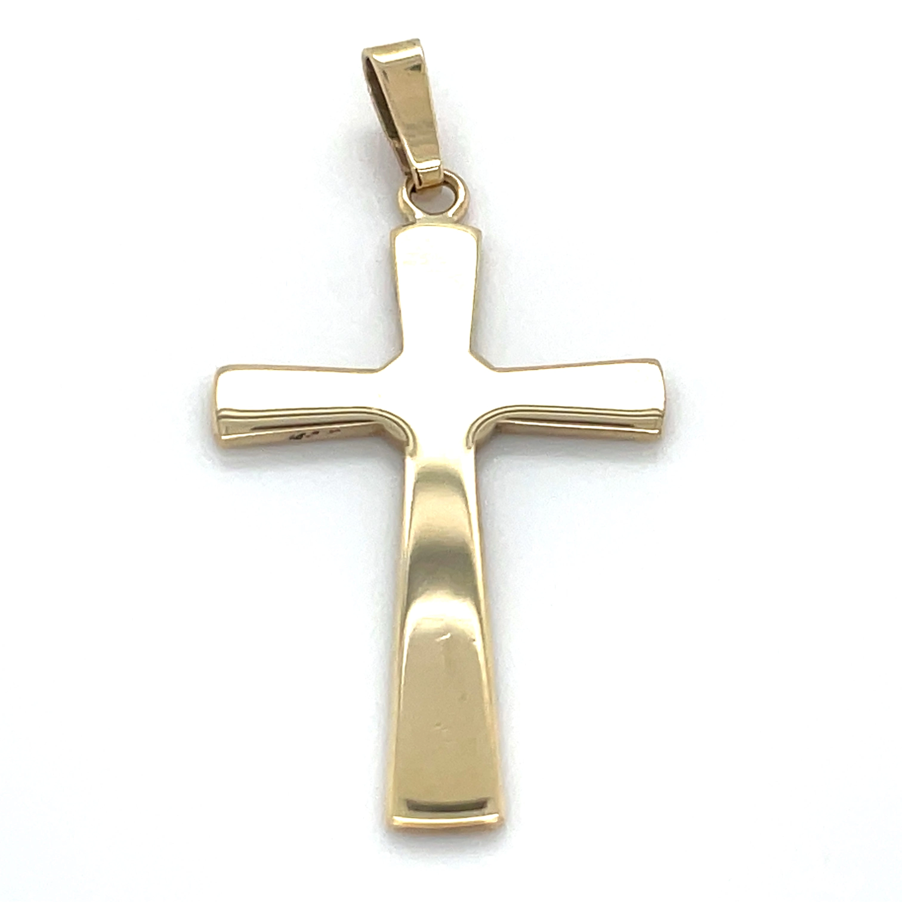 Vintage 9ct Yellow Gold Plain Cross Pendant