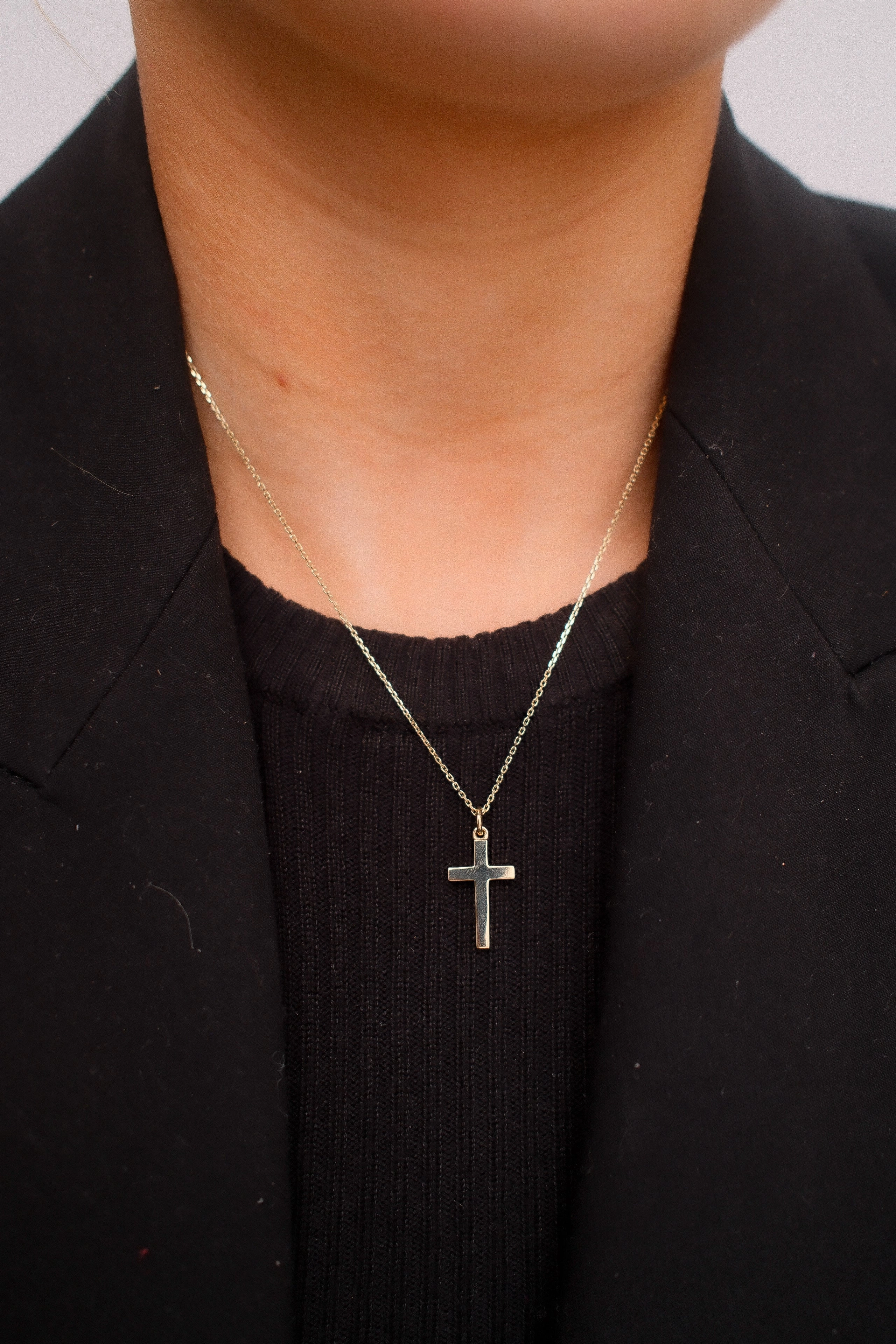 Vintage 9ct Yellow Gold Plain Flat Cross Pendant