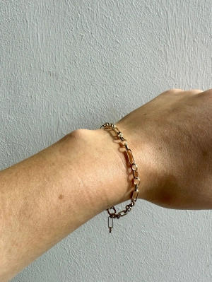 Vintage 9ct Yellow Gold Round Chain Bracelet with Elongated Link Design