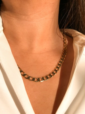 Vintage 9ct Yellow Gold Solid Curb Link Necklace