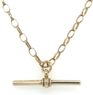 Vintage 9ct Yellow Gold T Bar Chunky Chain Necklace