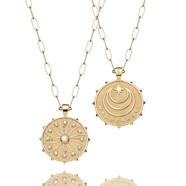 Wanderlust Sun Flare Original Pendant Coin 16-18 Classic Rolo Chain
