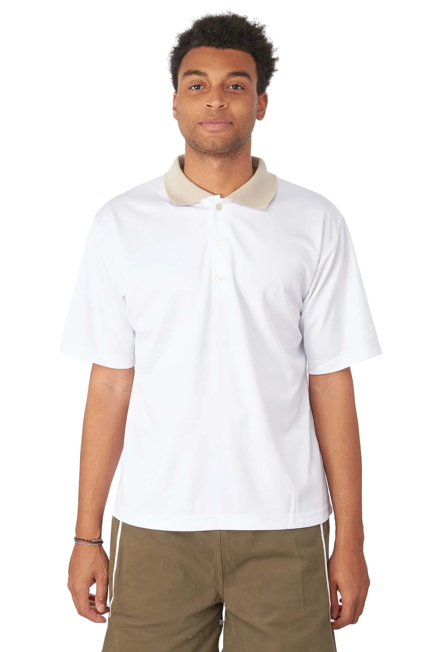 WHIM Mens Micro Poly Pique Golf Shirt 'Light Grey'
