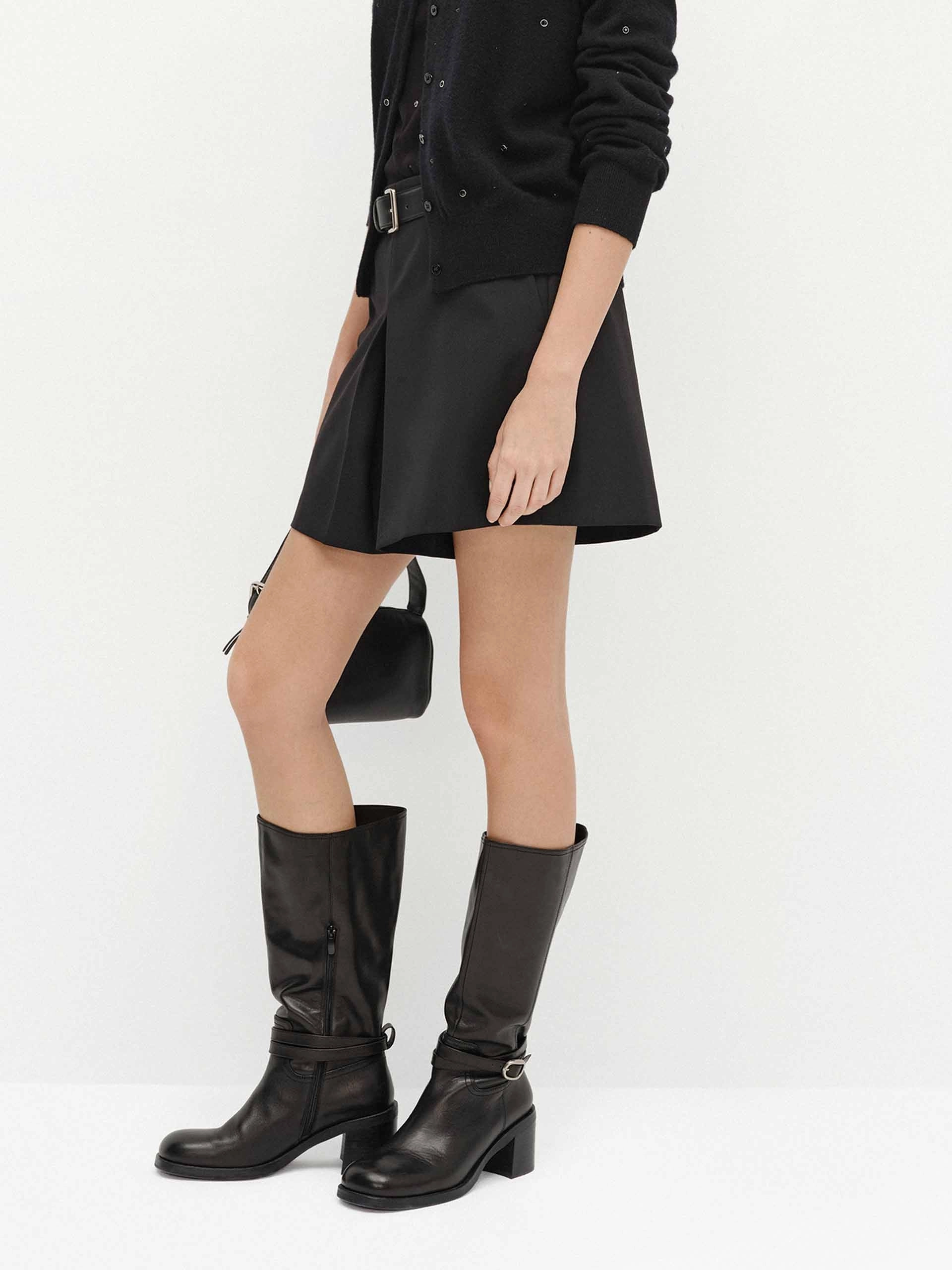 Wool Blend Belted Shorts