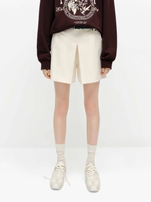 Wool Blend Belted Shorts