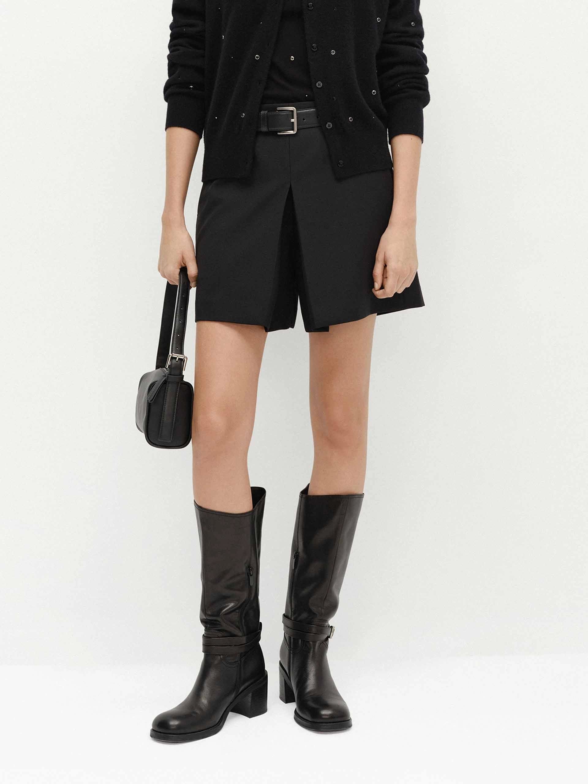 Wool Blend Belted Shorts