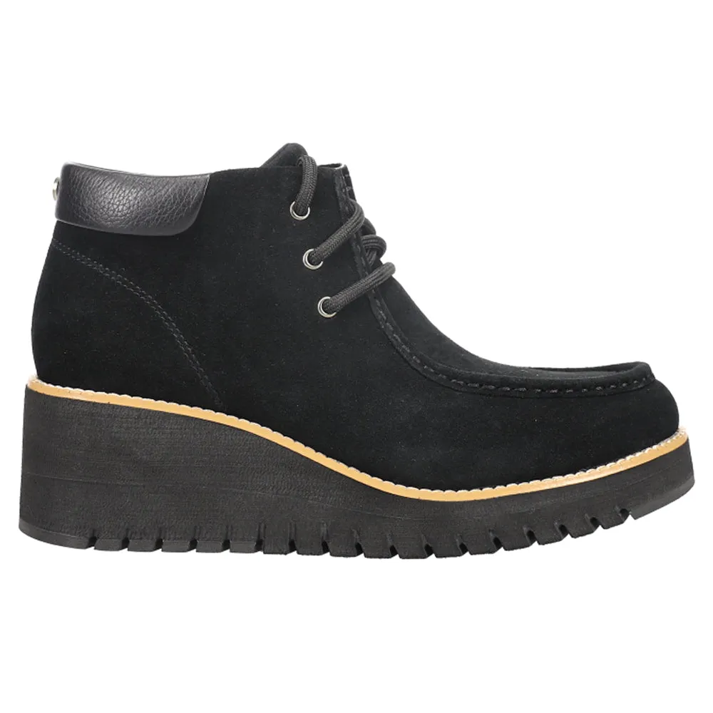 ZEROGRAND City Round Toe Lace Up Wedge Boots
