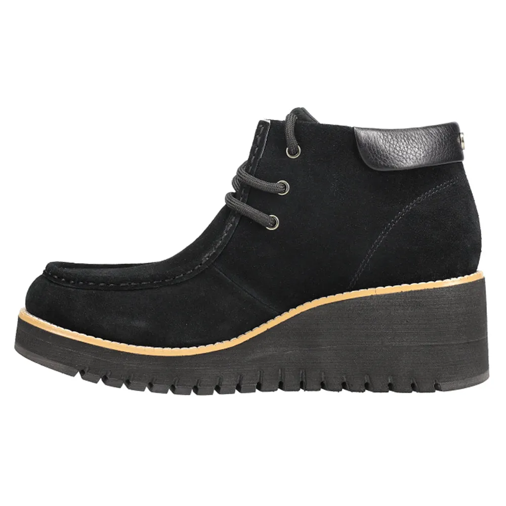 ZEROGRAND City Round Toe Lace Up Wedge Boots