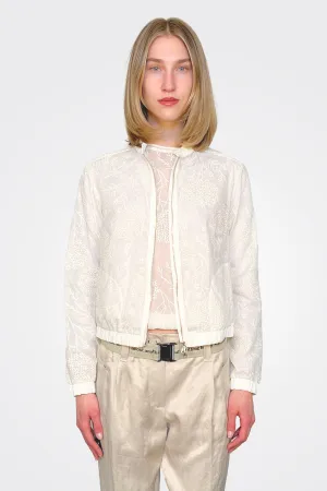 Zipup Collarless Jacket - Light Cream